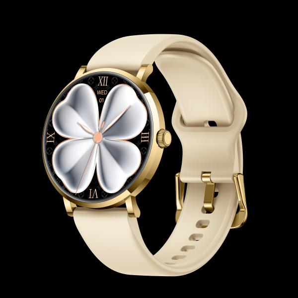Reloj inteligente KW320 1.32 AMOLED estilo Elegancia Ergonómicas luminosas con plumas - 8mm Moda redondeada
