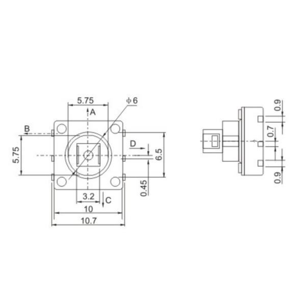 Переключатель SMD Multi дирекционный, переключатель пути 10mA DC12V 4 тактильный