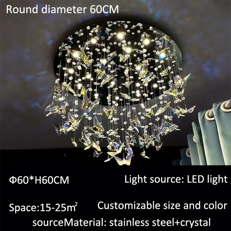 Butterfly Crystal Chandelier Living Room Crystal Staircase Pendant Light Indoor Large LED Lights(WH-NC-165)