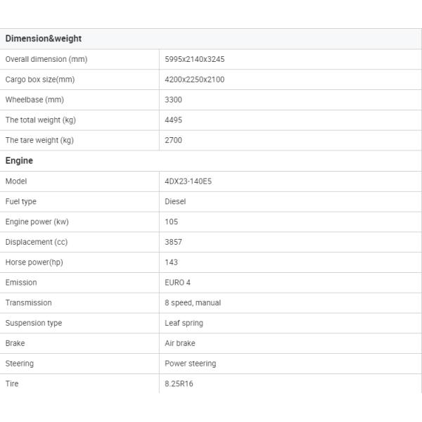 8 cilindros Fuel Diesel Valla Furgonetas de carga para el transporte de animales
