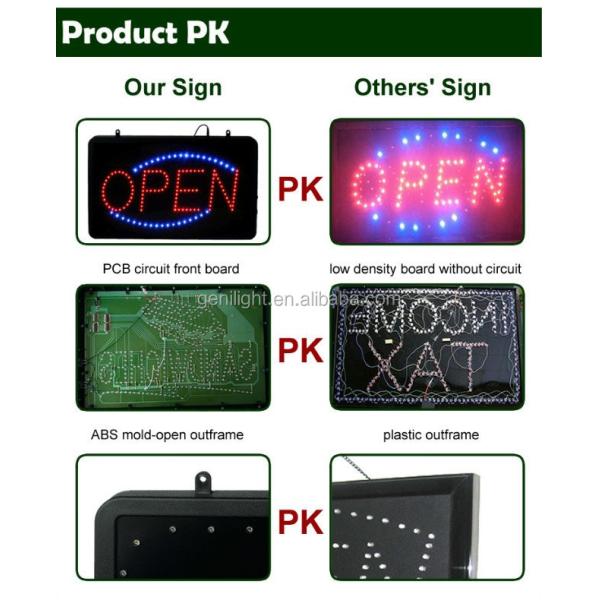 1 Power Consumption Rectangle Flashing Color LED Open Pizza Shop Window Business Sign