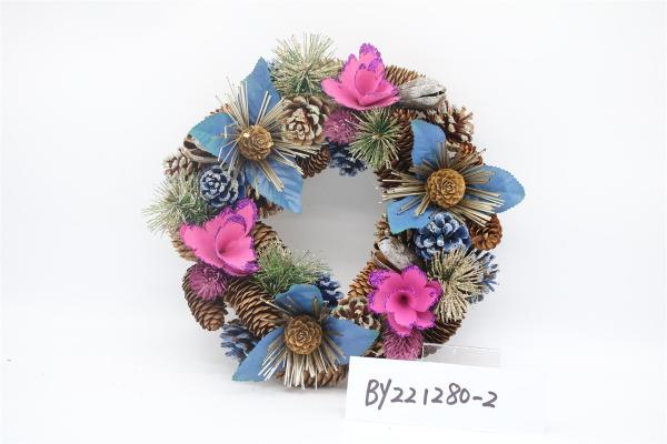 Wholesale Artificial Christmas Door Decoration Supplies Nature Pine Cone Large Christmas Wreath Garland Decor