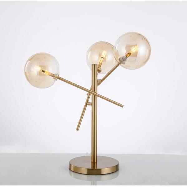 lámpara de mesita de noche de lujo de los bulbos del metal E14 3 de 6kg 220*510m m para el hotel