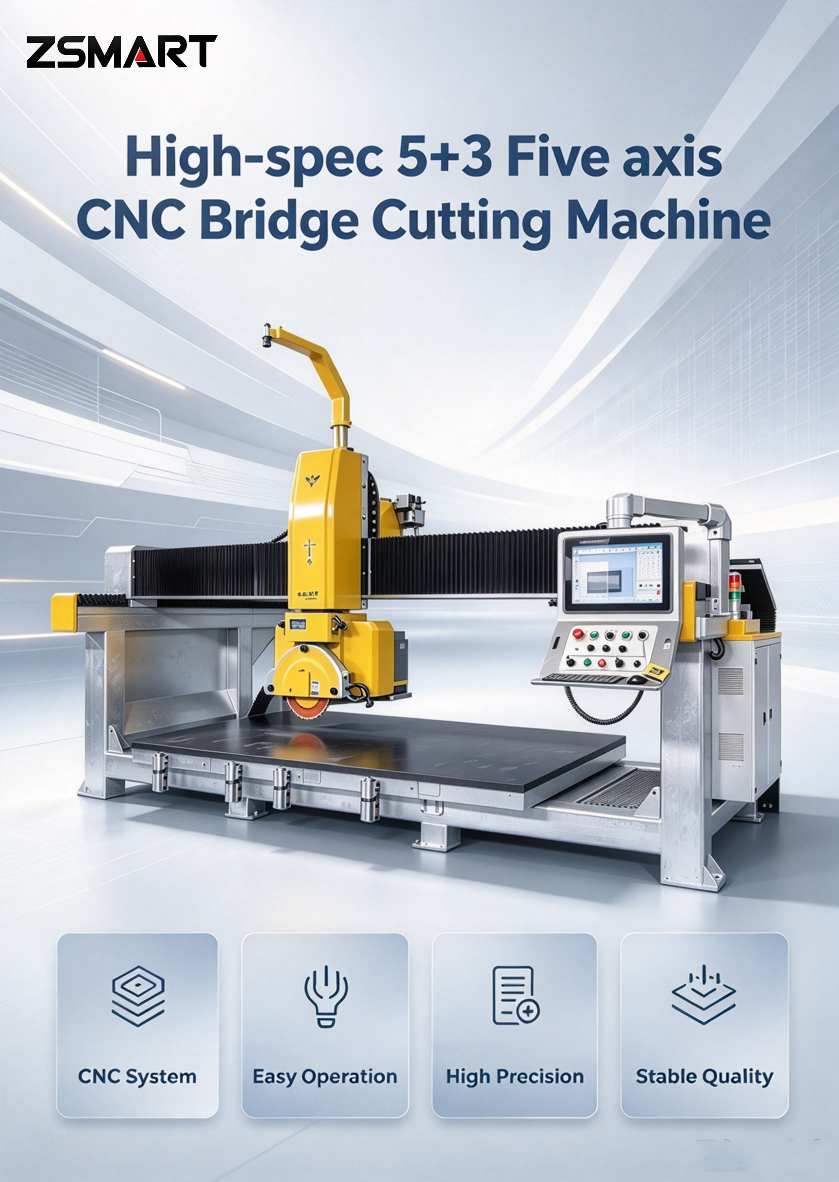 High-spec 5+3 Five axis CNC Bridge Cutting Machine