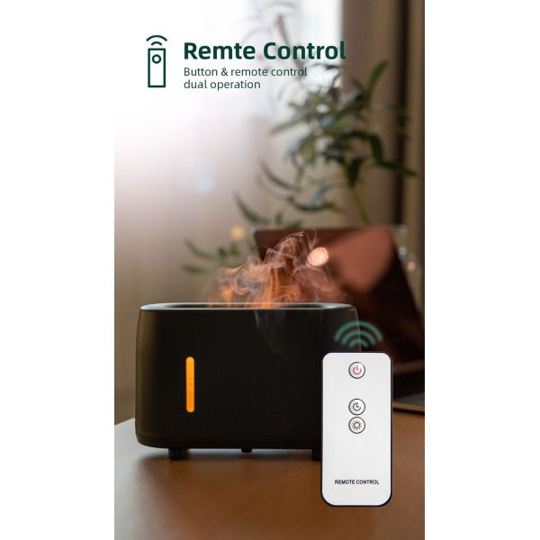 Hot Sale 240ml Ultrasonic Remote Control Household Essential Oil Diffuser with 3D Flame Light Fire Flame Effect Aroma Diffuser
