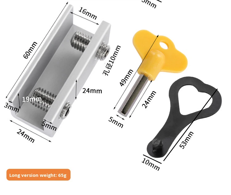 Adjustable Sliding Double Window Locks Aluminum Alloy Door Frame Furniture Lock Plastic Key 7-23mm Fitting Home Office 360
