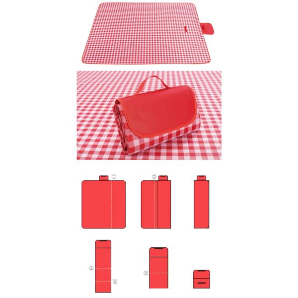 Foldable Gingham Outdoor Picnic Mat Sandproof Waterproof 2M Camping Beach Blanket