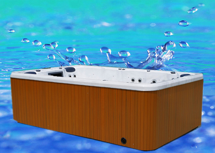 European design acrylic whirlpool massage swim hydrotherapy spa with treated wood frame
