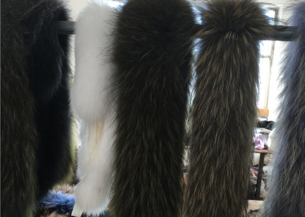 Red Color Real Raccoon Fur Hood Trim / Overcoat Fur Collar 70*22cm