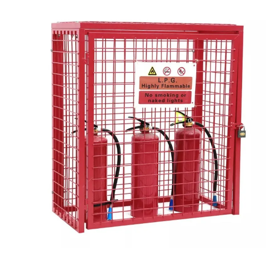 Powder Coated Metal Mesh Steel Gas Cage Storage Orange Cylinder Cage