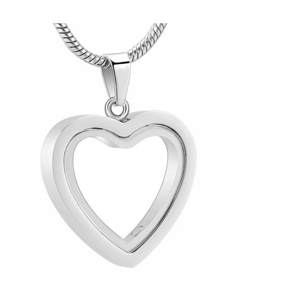 Stainless Steel Glass Heart Locket for Pet Ashes or Hair Keepsakes Memorial Necklace