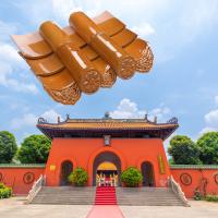 Villa traditionnelle antique vitrée chinoise d'hôtel d'hôtel de tuiles de toit de temple