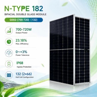 700W Bifacial N-Type Solar Panel Double Glass 132 Half-Cells 23.18% Efficiency PV Module TIANON