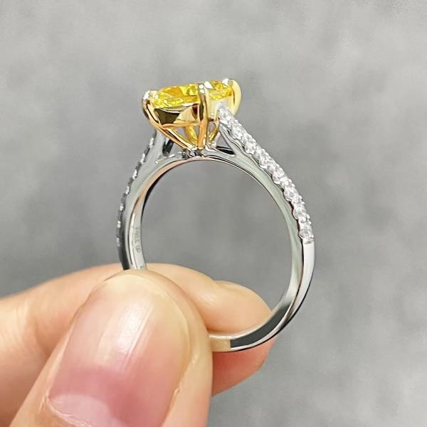 18K Белое золото Лаборатории созданы бриллианты обручальное кольцо 1.05ct Фантастический яркий желтый
