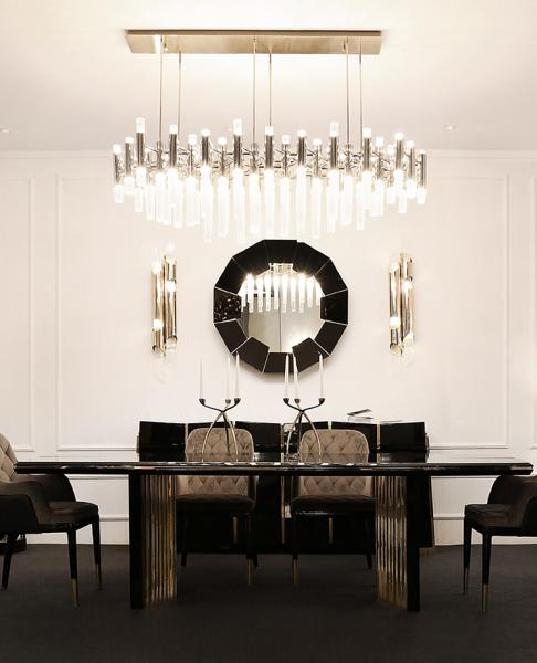 Contemporary Polished Brass Stainless Steel Black lacquer Wood Frame Dining Table