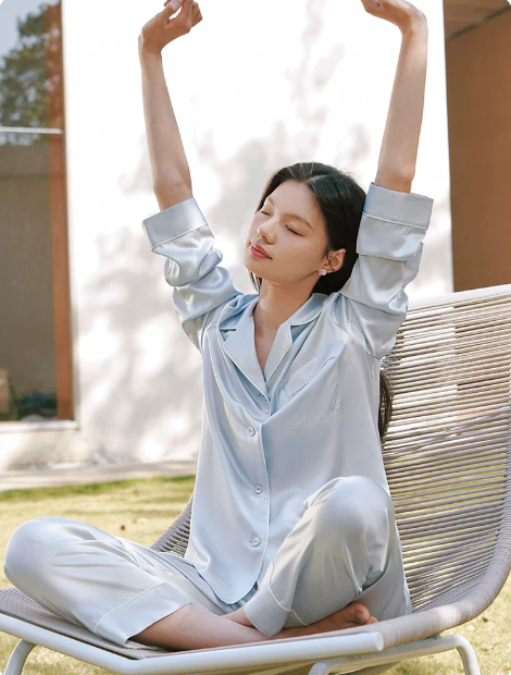 100% Mulberry Silk Pajama Set for Women - Breathable & Moisture-Wicking with Relaxed Loose Fit
