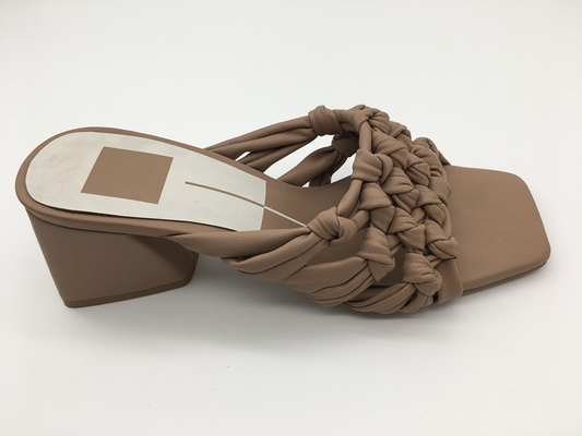 Femmes à talons étroits mules à orteils ouverts avec une semelle en caoutchouc