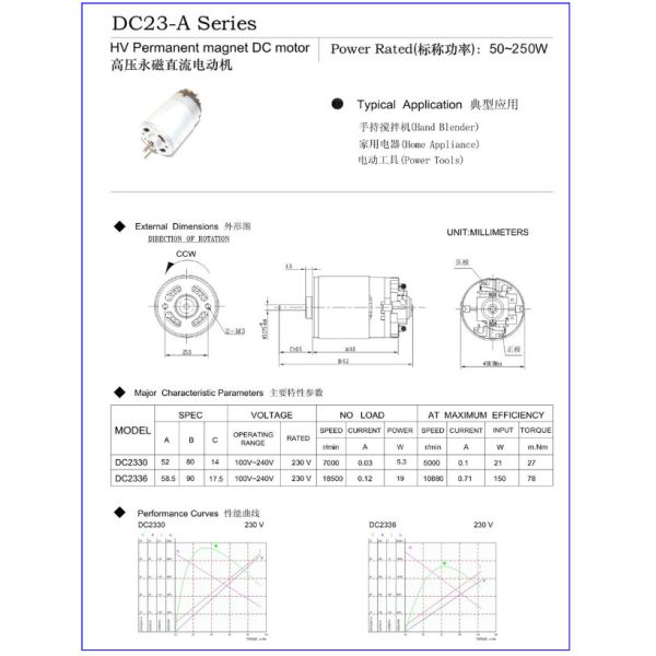 750W Brushed Permanent Magnet Dc Motor 220V For Household Robot