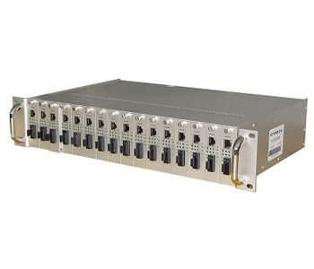 14 Slot Rackmount Chassis Fiber Optic Converter With 4 Fans 2 Power Supply