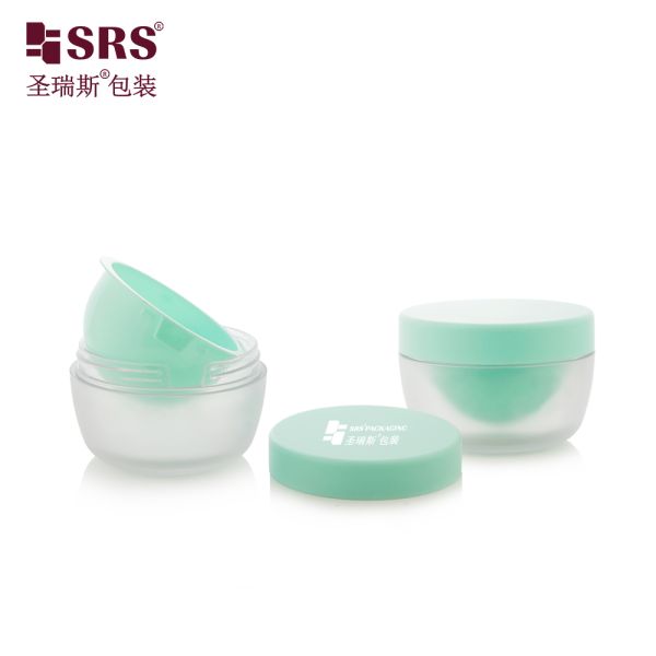 SRSJS 50g Special Shape PET Double Wall Cream Jar Container For Face Cream Customize Painting Frosted Matte Finished Jars