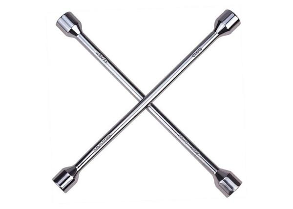 Chrome Car Wheel Wrench Four Way Lug Wrench Dia 17 - 19-21 - 23mm Heads