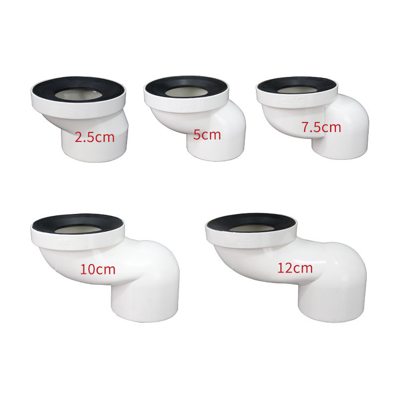 the white pvc toilet positioner pipe fitting with rubber ring directly discharges water.