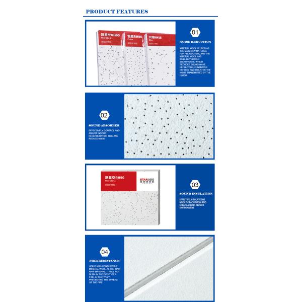 Художественный звукоизоляционный OEM USG BORAL Hotel Mineral Wool Ceiling Plate