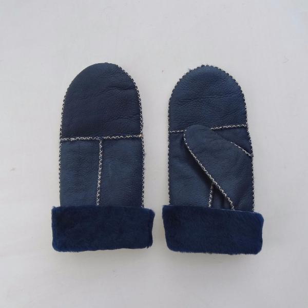 Double Face Lamb Fur Leather Mitten Gloves Women Custom Design Various Colors