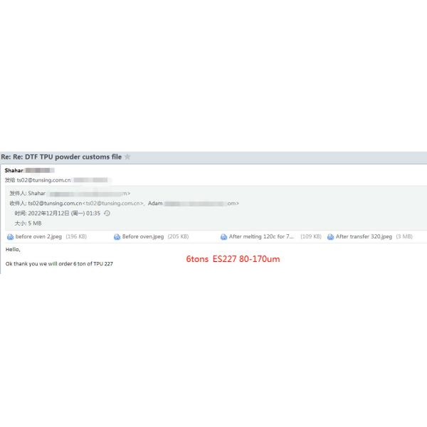 Футболка печатая горячее порошка передачи тепла DTF TPU белое плавит порошок