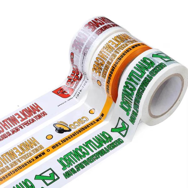 Custom Brown BOPP Printed Carton Sealing Packing Tape Single Sided Fragile Acrylic Adhesive Super Clear OPP Box Bag Sealing Logo