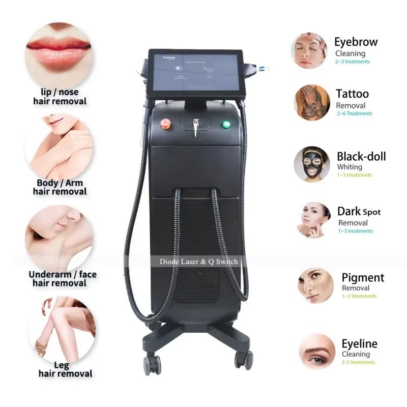 All In One Laser Hair Removal Tattoo Removal Pico Laser 808 diode 2in1