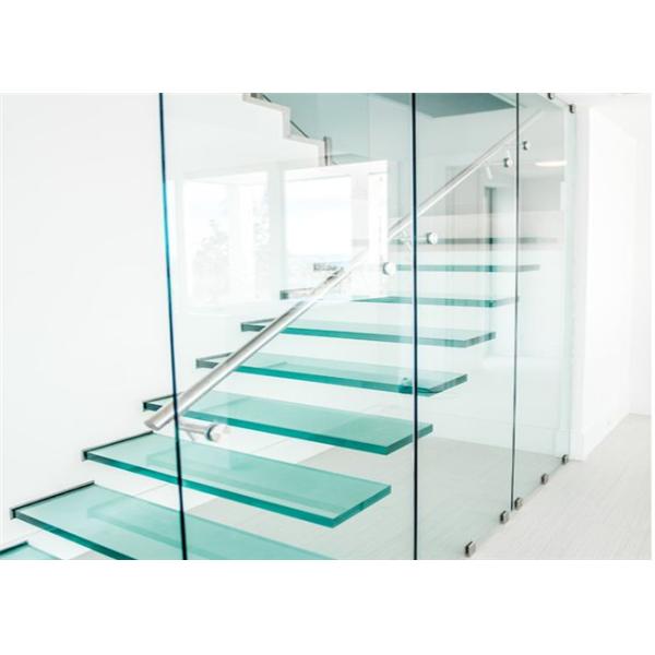 Prima Building Floating Steps Staircase Laminated Glass Steps Floating Straight Stair