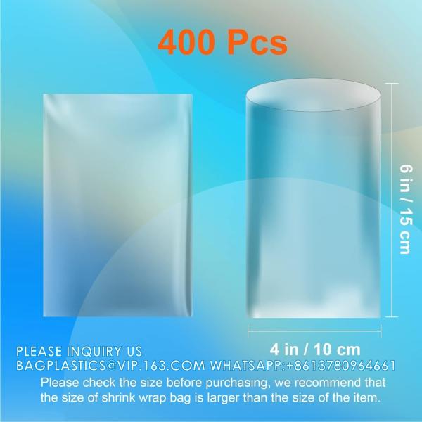 Shrink Wrap Bags, 400 Pcs 4x6 Inches Clear PVC Heat Seal Bags For Soap Sleeve Packaging, Bath Bomb,Shoes,Jars,Gift
