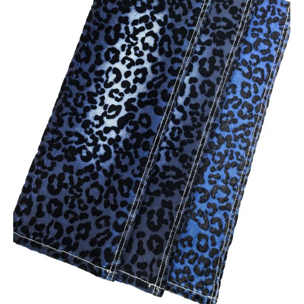 Black Leopard Print Twill Style Denim Fabric 70%Cotton Dark Blue For Jacket Or Jeans
