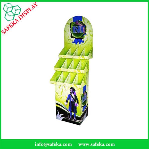 4 tier paper material paperboard bottle display shelf printed paper racking display stand for starbucks coffee
