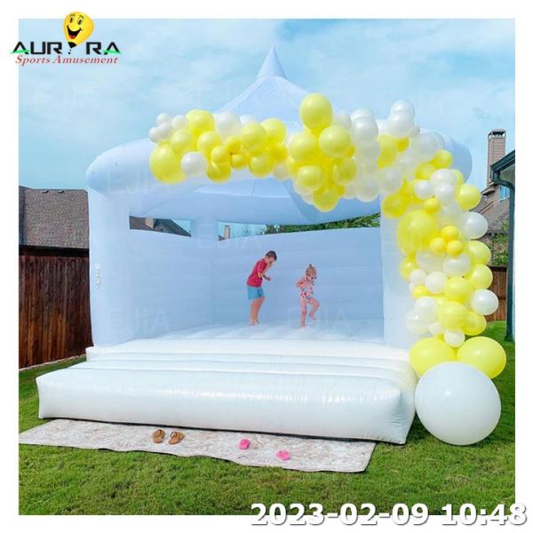 0.55mm PVC tarpaulin Inflatable Bounce House White Bouncy Castle For Wedding