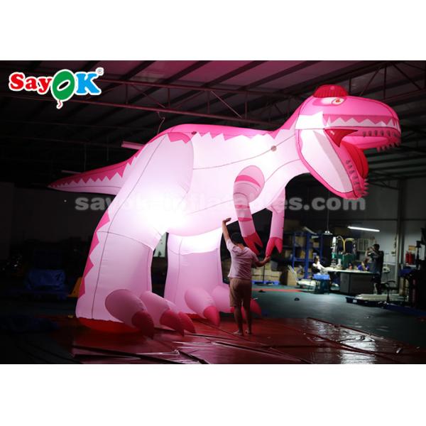 Inflatable Characters 4m Pink Inflatable Dinosaur For Festive Decoration Damp Proof High Air Tightness
