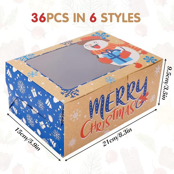 Santa Snowman Christmas Cookie Boxes , Doughnut Gift Boxes With Clear Window