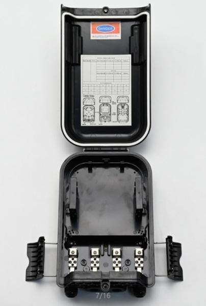 Caja de distribución de fibra óptica DA-FDB-16P-A-1-x con divisor PLC en cassette y soporte para cable exterior ODB