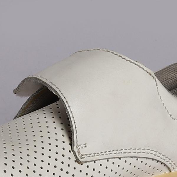 Oil Resistant Unisex Lace Up Low Cut Safety Shoes White Upper Color Leather Mesh PU Metal Eyelets