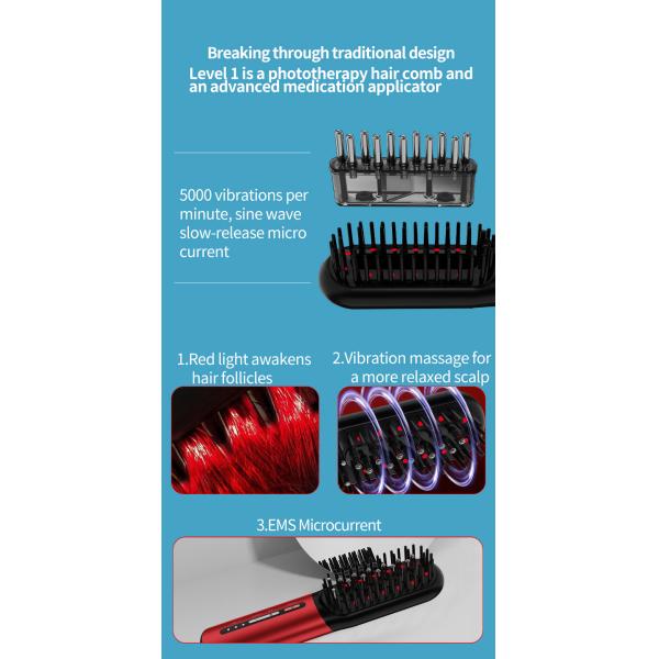 650nm LLLT лазерный расширитель волос лазерный красный свет EMS микроток + вибрация