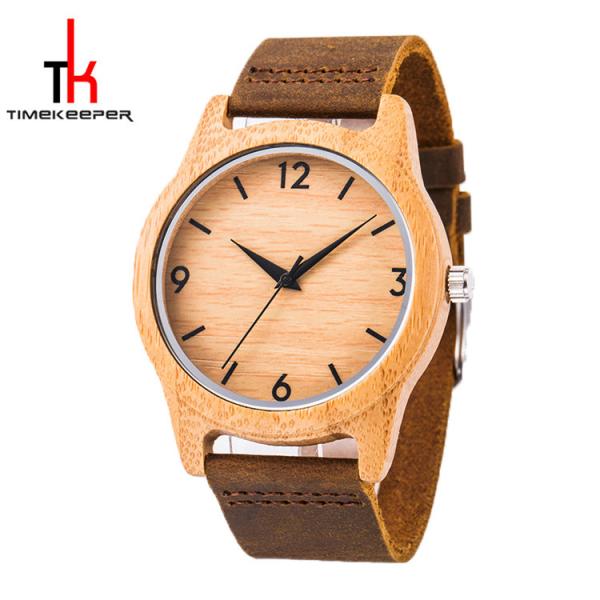 Custom Bracelet Wood And Leather Watch / Wood Face Watch Not Specified