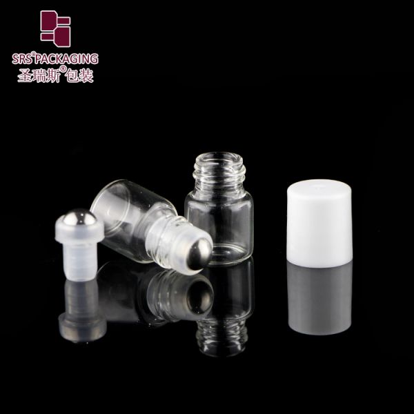 1ML 2ML Glass Bottle With Gold Cap Steel Ball Roll-On Bottle Perfume Roll-On Small Capacity Frosted Black Glass Bottle