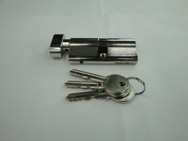 70mm(35*35) Euro Profile Single Brass Cylinder Lock with 3 brass normal keys bright nickle color
