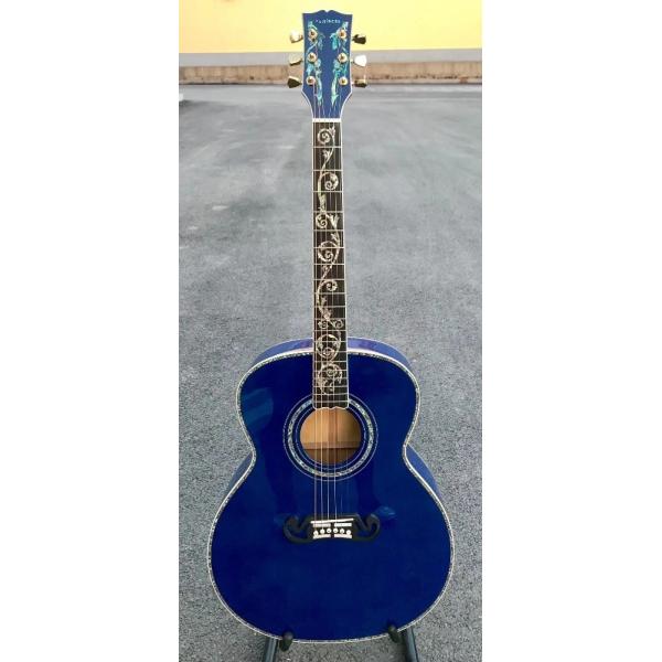 Best jumbo Blue flame maple wood acoustic Guitar Solid ebony Guitarra Customized acoustic 43 inch Jumbo guitar