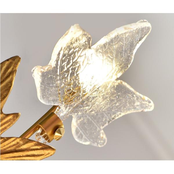 Люстра стеклянного кленового листа искусства тела меди H65 привесная освещает современное ISO9001