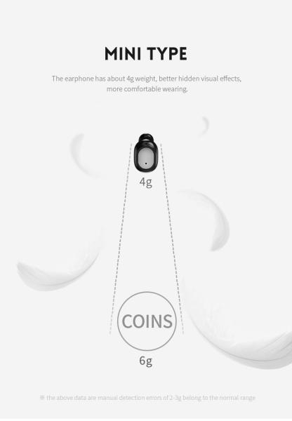 Q2 Blue tooth in-Ear Headset Earbud V5.0 Noise Cancelling Invisible Outdoor Sports TWS Earphone Headphone for Cell Phone