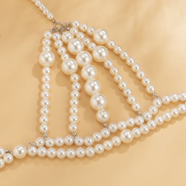 European and American Body Chain Bikini Size Bead Chain Waist Chain Wholesale Price Multi-layer Imitation Pearl Simple Sexy