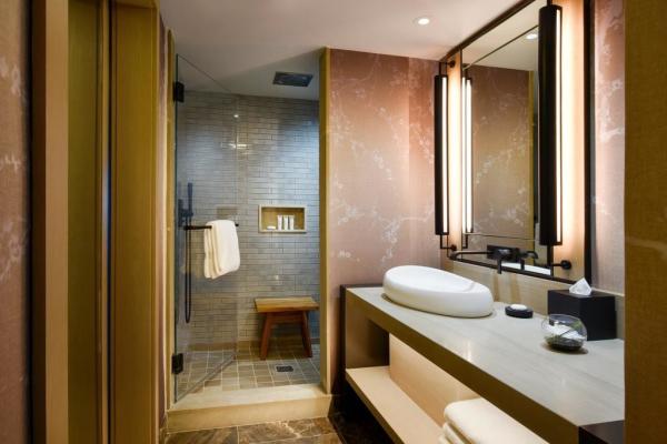 DA LAT five star hotel interior furniture of King bed with nightstand and fabric sofa chaise lounge