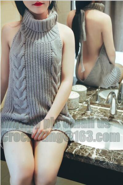 Sexy Sleeveless Tie Open Back Backless Sweater Anime Cosplay Reversible Long Turtleneck Vest Hot Japan Virgin Kille